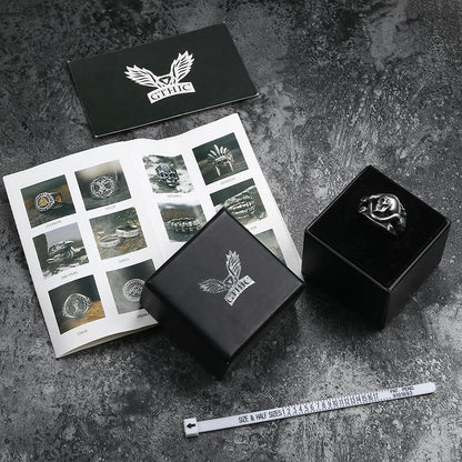Coiled Snake Stainless Steel Skull Ring
