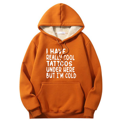 Multicolor I Have Really Cool Tattoos Crew Collar Fleece Hoodie
