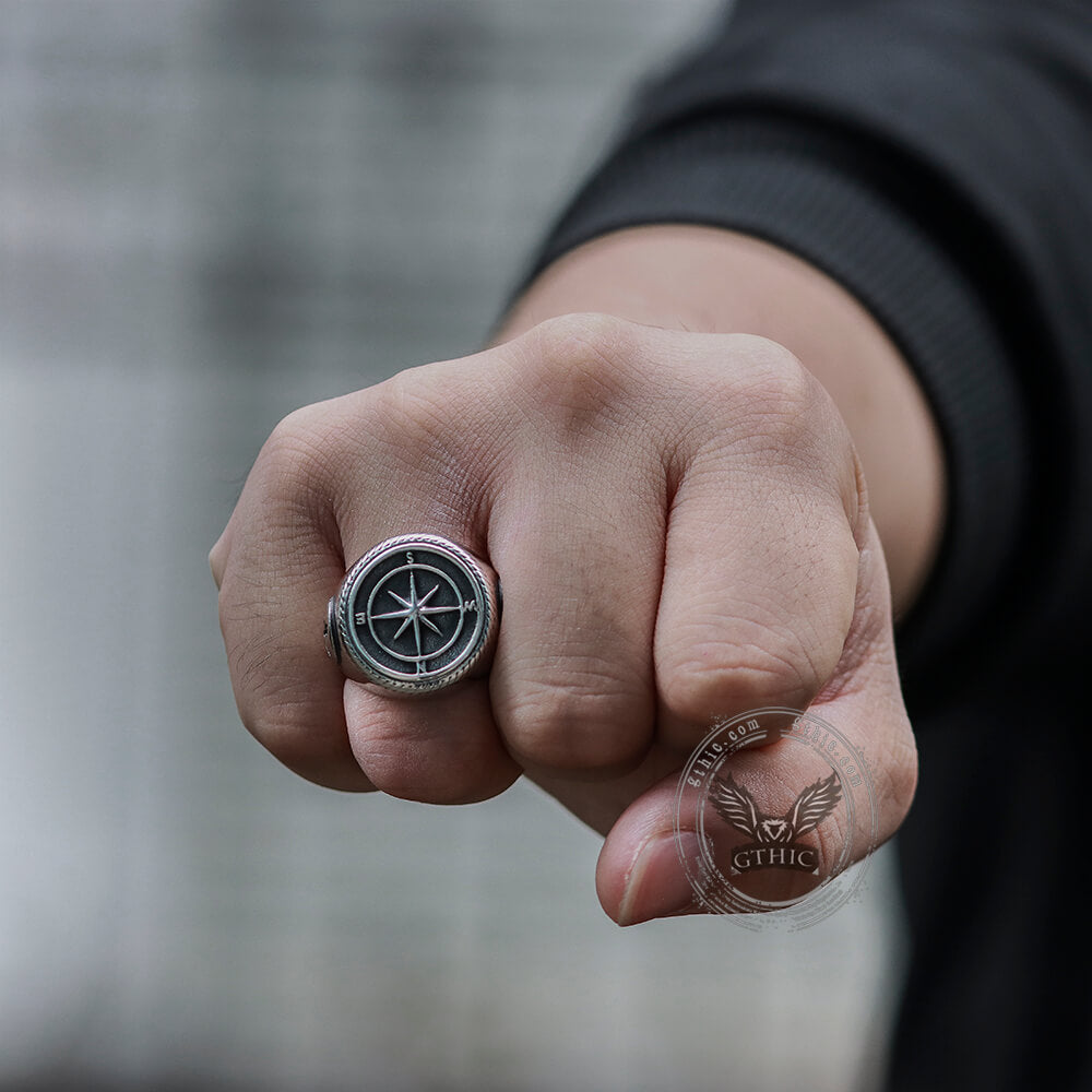 Compass Anchor Stainless Steel Marine Ring