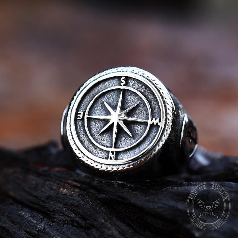 Compass Anchor Stainless Steel Marine Ring