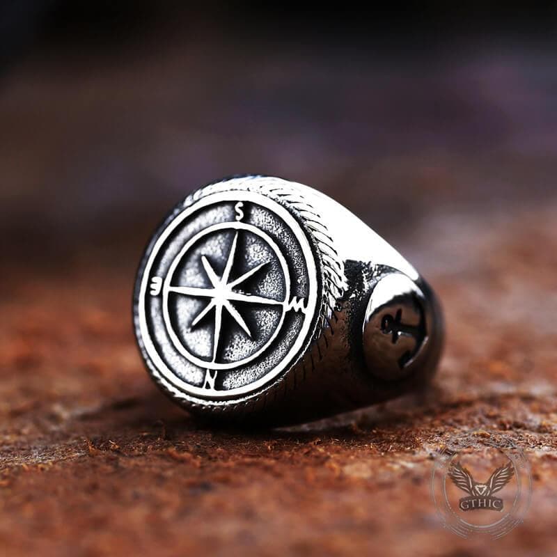 Compass Anchor Stainless Steel Marine Ring