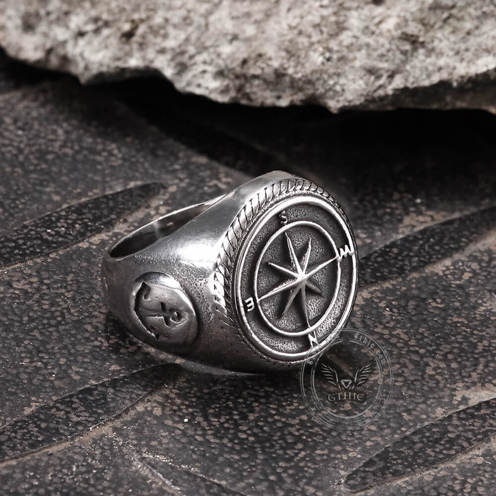 Compass Anchor Stainless Steel Marine Ring