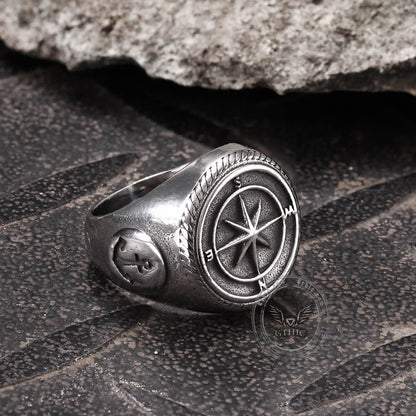 Compass Anchor Stainless Steel Marine Ring