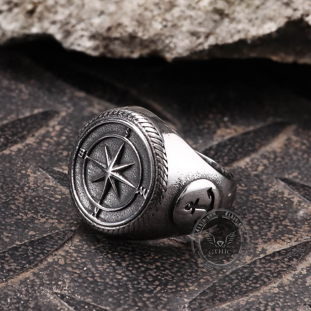 Compass Anchor Stainless Steel Marine Ring