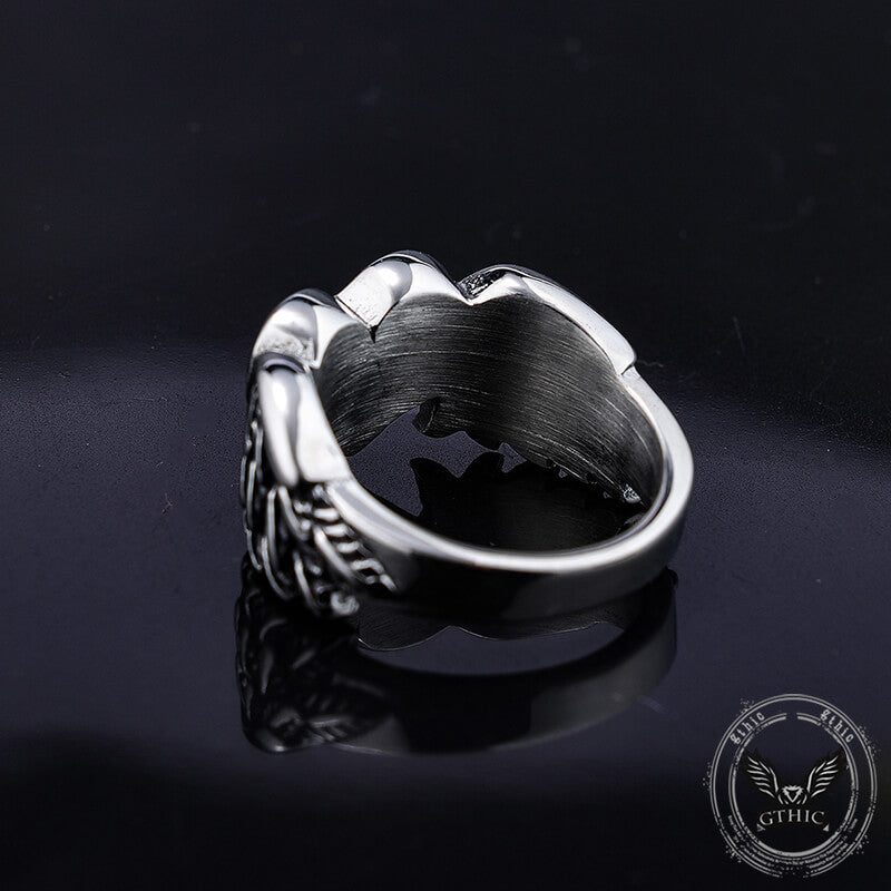 Confederate Heart Wing Stainless Steel Ring