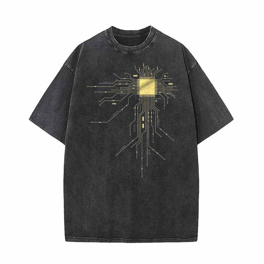 Cool Computer Geek CPU Vintage Washed T-shirt