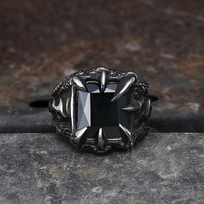 Cool Dragon Claw Stainless Steel CZ Ring