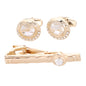 Vittorio Vico Gold Rhinestone Cufflinks & Tie Bar Set in Gift Box