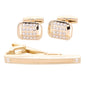 Vittorio Vico Gold Rhinestone Cufflinks & Tie Bar Set in Gift Box