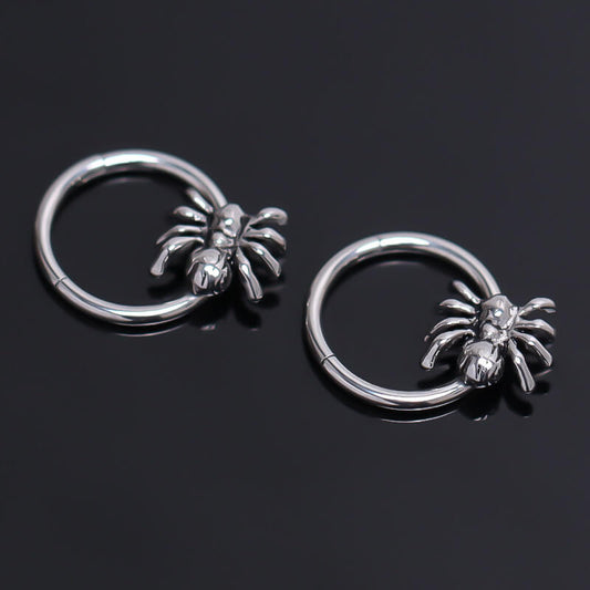 Creative Spider Stainless Steel Hoop Earrings
