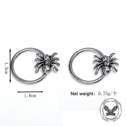 Creative Spider Stainless Steel Hoop Earrings