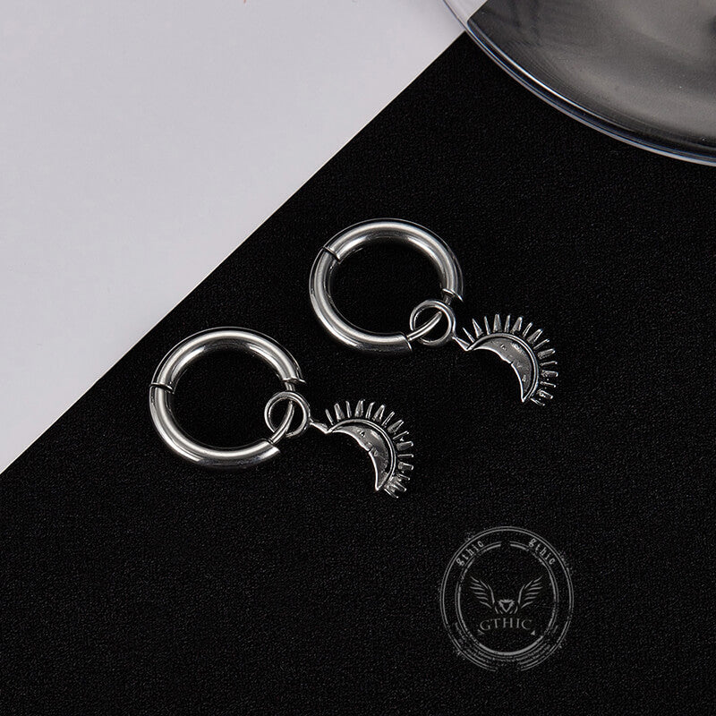 Crescent Moon Stainless Steel Hoop Earrings