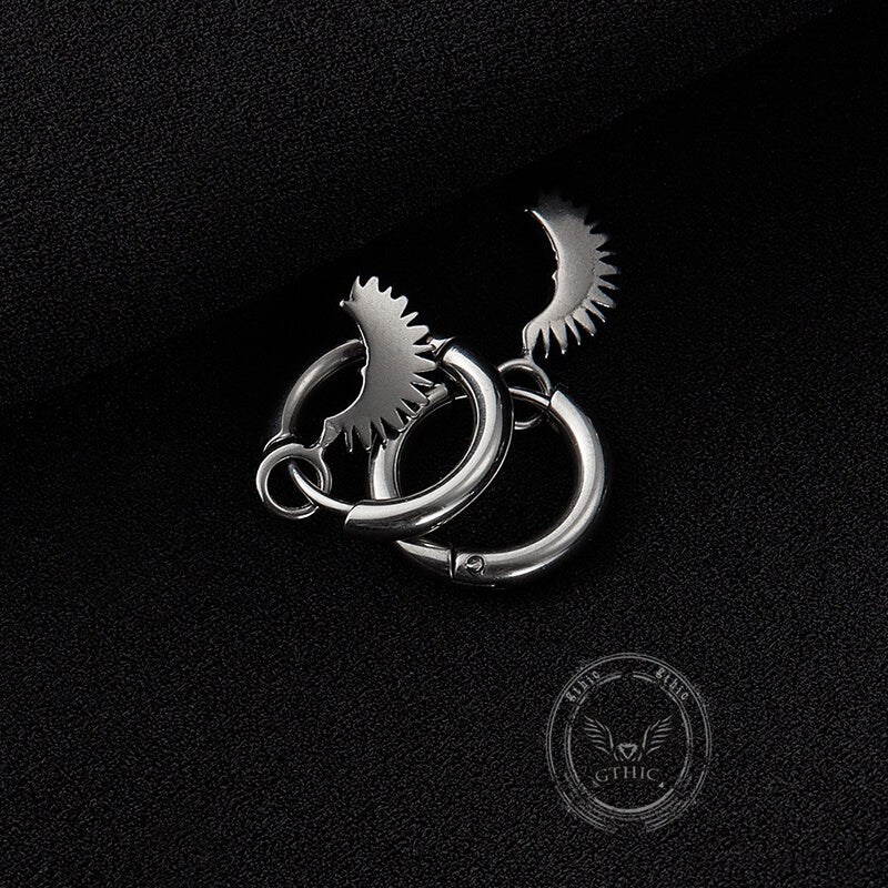 Crescent Moon Stainless Steel Hoop Earrings
