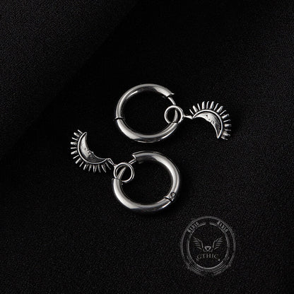 Crescent Moon Stainless Steel Hoop Earrings