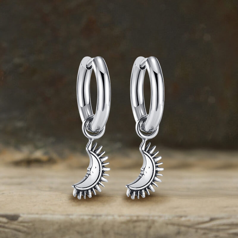 Crescent Moon Stainless Steel Hoop Earrings