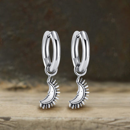 Crescent Moon Stainless Steel Hoop Earrings