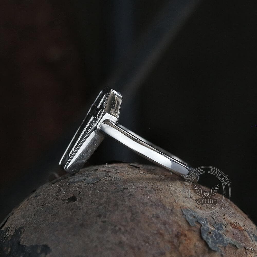 Cross And Coffin Stainless Steel Ring