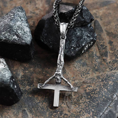 Cross of Saint Peter Stainless Steel Pendant
