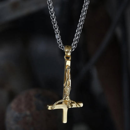 Cross of Saint Peter Stainless Steel Pendant
