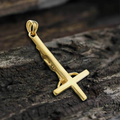 Cross of Saint Peter Stainless Steel Pendant