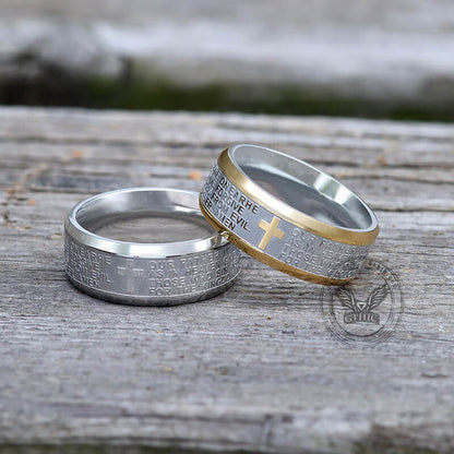 Cross Prayer Stainless Steel Christian Ring