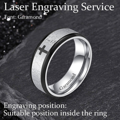 Cross Prayer Stainless Steel Christian Ring