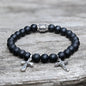 Cross Religious Agate Stone Bead Bracelet