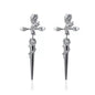 Cross Rose Copper Silver Plated Earrings