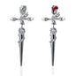 Cross Rose Copper Silver Plated Earrings