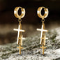 Cross Stainless Steel Clip Hoop Earring