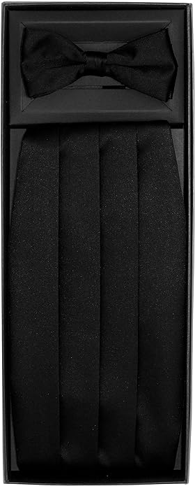 Vittorio Farina Men's Satin Cummerbund, Bow Tie and Pocket Square Set in Gift Box