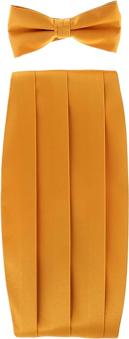 Vittorio Farina Men's Satin Cummerbund, Bow Tie and Pocket Square Set in Gift Box
