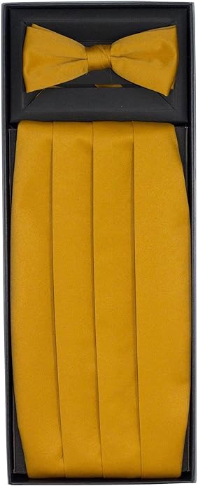Vittorio Farina Men's Satin Cummerbund, Bow Tie and Pocket Square Set in Gift Box