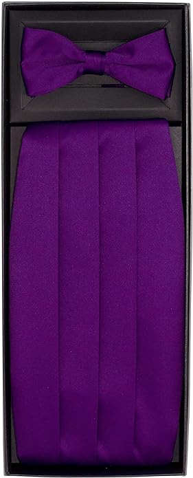Vittorio Farina Men's Satin Cummerbund, Bow Tie and Pocket Square Set in Gift Box
