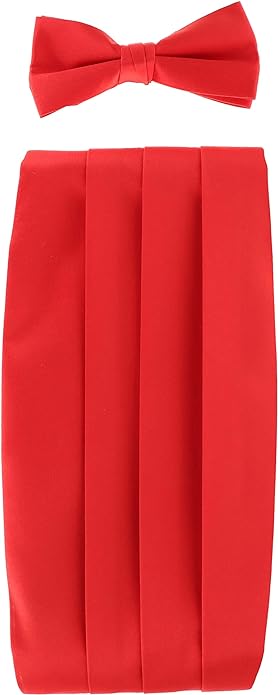 Vittorio Farina Men's Satin Cummerbund, Bow Tie and Pocket Square Set in Gift Box