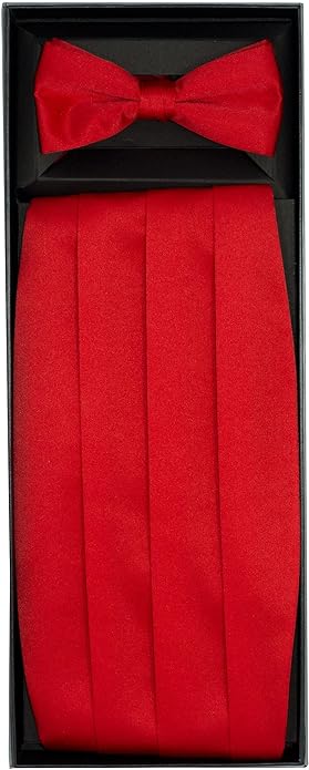 Vittorio Farina Men's Satin Cummerbund, Bow Tie and Pocket Square Set in Gift Box