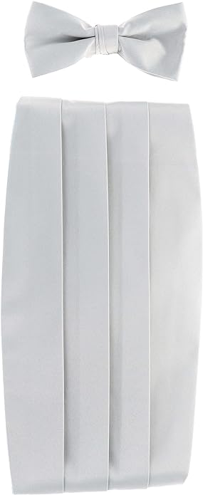 Vittorio Farina Men's Satin Cummerbund, Bow Tie and Pocket Square Set in Gift Box