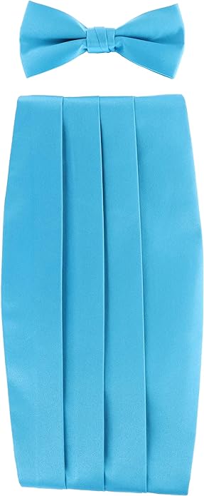 Vittorio Farina Men's Satin Cummerbund, Bow Tie and Pocket Square Set in Gift Box