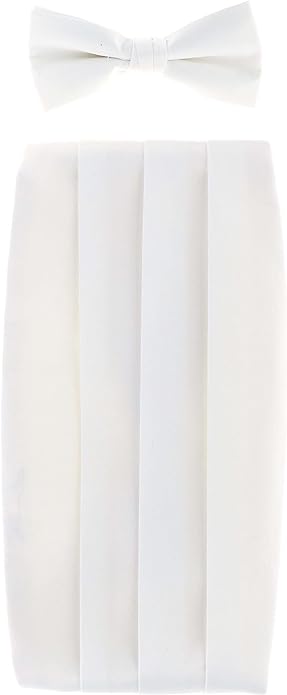 Vittorio Farina Men's Satin Cummerbund, Bow Tie and Pocket Square Set in Gift Box