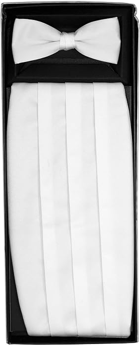 Vittorio Farina Men's Satin Cummerbund, Bow Tie and Pocket Square Set in Gift Box