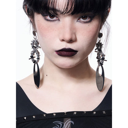 Cyberpunk Mechanical Titanium Steel Dangle Earrings