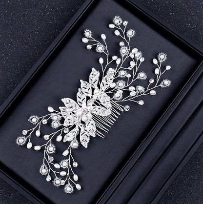 Lynn - Pearl and Crystal Bridal Hair Comb - Available in Rose Gold, Silver and Yellow Gold