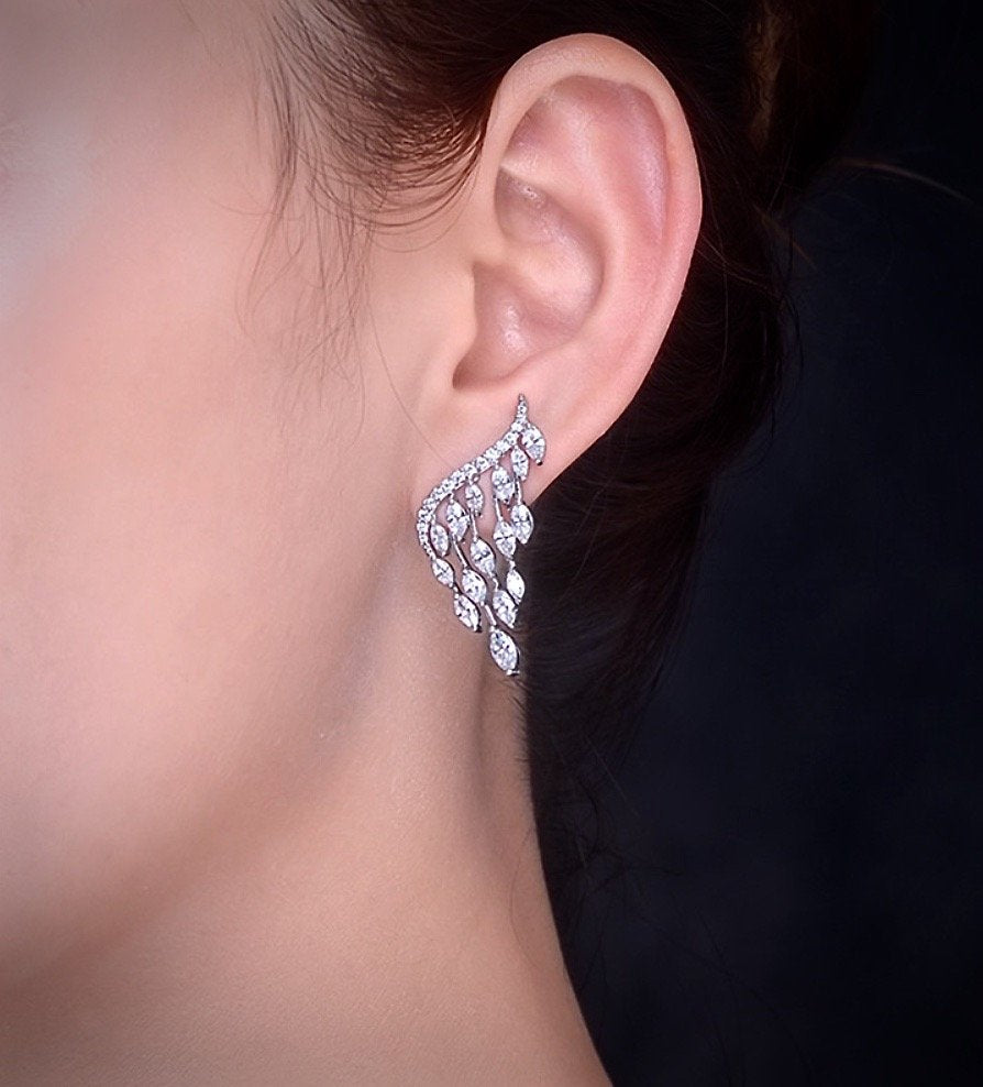 "Caroline" - Cubic Zirconia Bridal Earrings - Available in Silver, Rose Gold and Yellow Gold