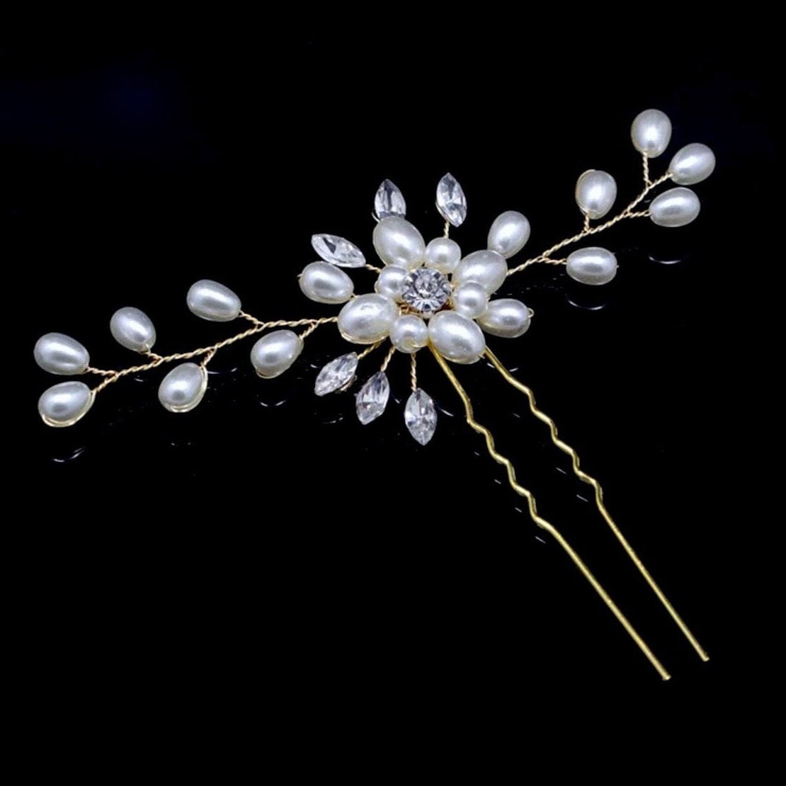 Blanca - Pearl and Crystal Bridal Hair Pin - Set of 3