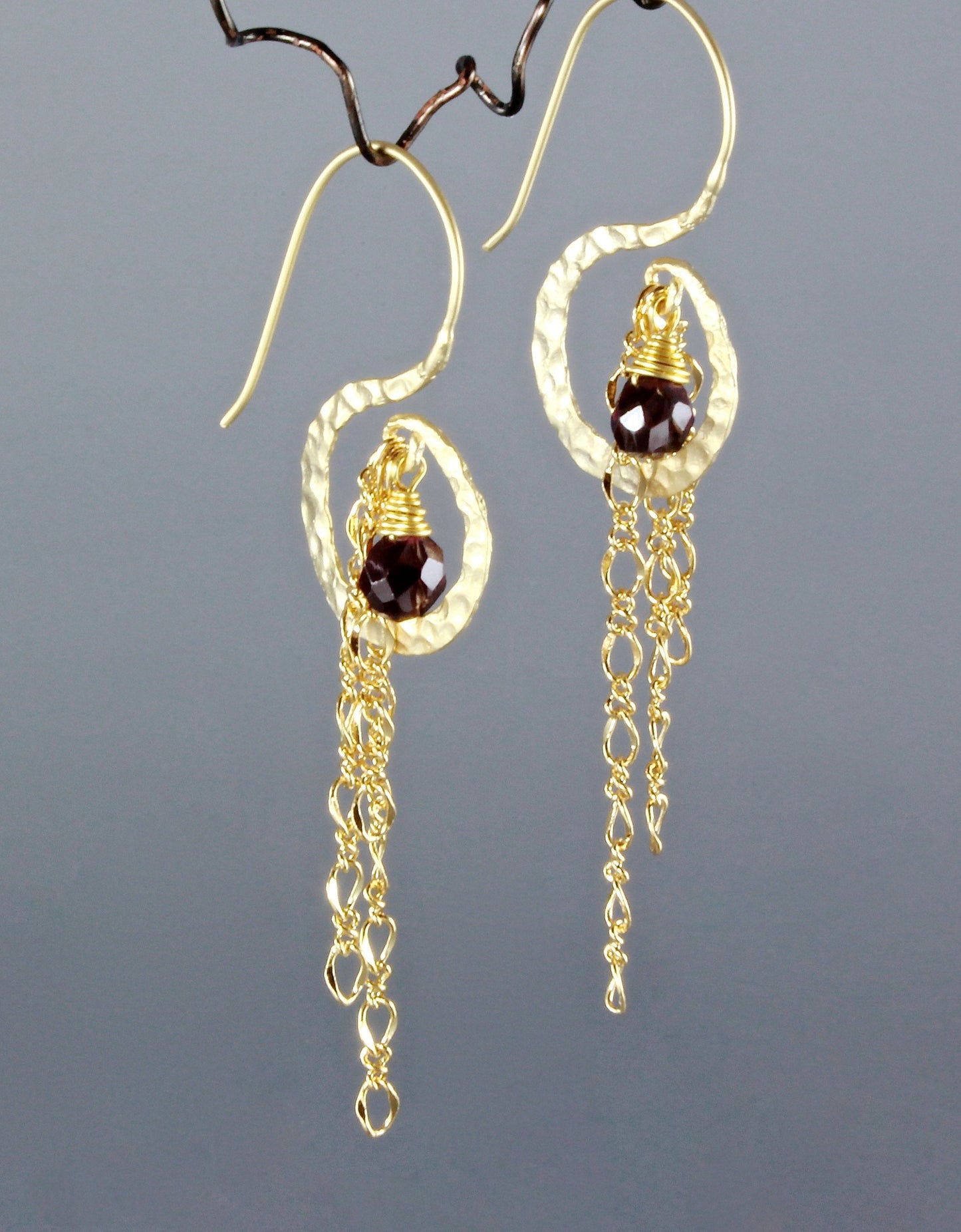 "Chantal" - Garnet Bridal Earrings