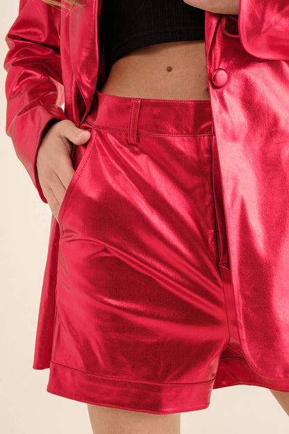 Sleek Metallic Blazer Set