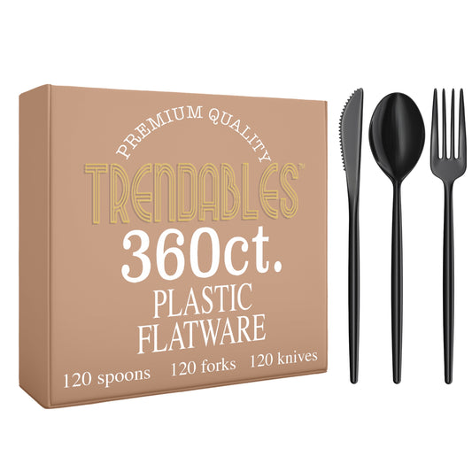 360 Pack Gloss Cutlery Set | Black 120/120/120