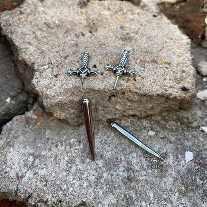 Dagger Sword Stainless Steel Stud Earrings