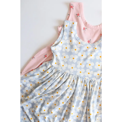 Bamboo Adventure Daisy Twirl Dress in Pink with Floral Print