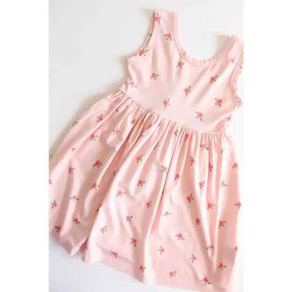Bamboo Adventure Daisy Twirl Dress in Pink with Floral Print